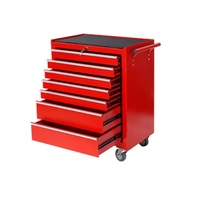 Boîte à outils d'atelier de garage d'armoire à roulettes en plastique à 7 tiroirs avec roues