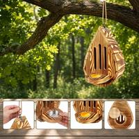 Nichoirs pour papillons de jardin avec mangeoire et porte arrière extérieure, habitat en bois en forme de larme, boîte de nidification naturelle