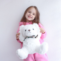 Ours en peluche blanc doux avec nœud, adorable peluche pour enfants, cadeau pour filles et décoration de la maison