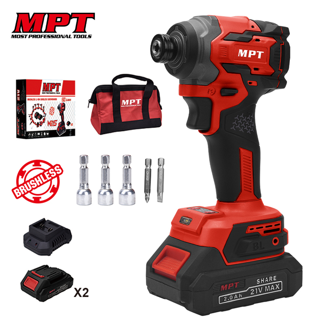 MPT Power Tools 21V Brushless Li-ion Cordless Impact Driver MPCDR21240.B2