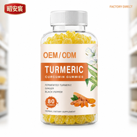 Gummies de Curcuma Fermenté en Gros, 80 Unités, au Gingembre et Poivre Noir, OEM ODM Marque Privée