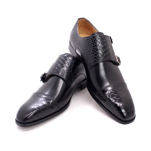 Chaussures Habillées <span class=keywords><strong>Homme</strong></span> Grande Taille 47 en Cuir Véritable avec Double <span class=keywords><strong>Boucle</strong></span> Monk, Impression Serpent, Chaussures Italiennes Classiques - Product Image 6