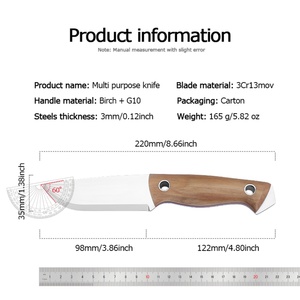 Cuchillo Skan Recto de Acero Inoxidable de Alta Calidad con Mango de Madera de Salgueiro, Personalizable, Grado OEM, Multifuncional para Supervivencia al Aire Libre - Product Image 6