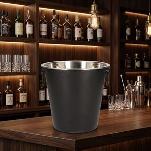 Cubo de Hielo para Vino Moderno de Acero Inoxidable de 10L, Calidad Garantizada, Recubrimiento en Polvo Negro, Diseño Floral, Duradero, Ecológico, Fácil de Limpiar - Product Image 4