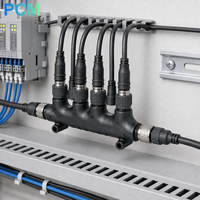 Adaptateur multiport M12 5 broches 4 ports en T, 1 mâle vers 5 femelles pour réseaux DeviceNet, CAN Bus, CANopen, NMEA2000, capteurs et actionneurs