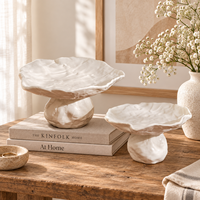 Ensemble de bols à fruits en céramique crème, bols décoratifs en forme de pétales sculpturaux pour la décoration moderne de la maison