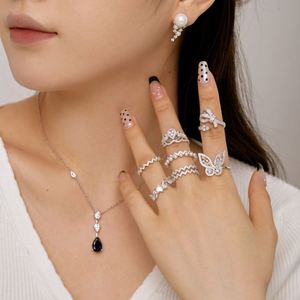 Dylam Stylish <b>Dainty</b> Women S925 Silver Rhodium 18K Gold Plated Multiple Mixed Cut Geometric 5A Cubic Zirconia Jewelry <b>Rings</b> - Product Image 2