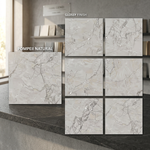 Pulpi Brown High Gloss Marble Look Glazed Porcelain Floor Tiles Luxury Interior Design 80x80cm - Product Image 2