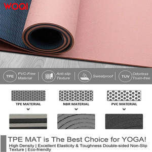 Tapis de yoga Woqi 6 mm d'épaisseur, matériau TPE, gris rosé pâle, surface antidérapante pour exercices de fitness et mise en forme du corps - Product Image 2