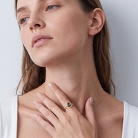 Ensemble de bagues de mariage en agate mousse, argent sterling 925 plaqué or 10 carats, deux pièces, pierres précieuses vertes, bagues empilables pour femmes