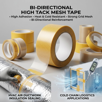 Ruban adhésif maillé haute adhérence bidirectionnel pour l'isolation thermique des conduits d'air CVC, l'étanchéité et la logistique de la chaîne du froid (ruban en fibre maillée)