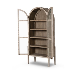 America Style Storage Cabinet <b>Solid</b> <b>Wooden</b> Bookshelves <b>Bookcases</b> with Glass Door - Product Image 4