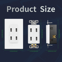 Prise murale standard américaine avec 4 ports USB-A, 15A, auto-terrestre, homologuée pour usage domestique/commercial