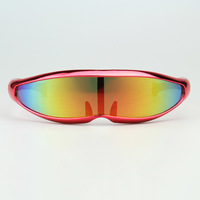 Kacamata Sunglasses One Piece Lens Polarized Y2K Space Robot Bingkai Plastik Merah Anti Angin Kepribadian Olahraga Bersepeda Fashion Shades