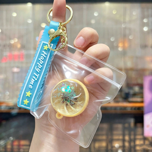 Wholesale Light Up Glitter Crystal Squishy Bun <b>Keychain</b> Transparent Squeeze Stress Relief Fidget Toy Bag Pendant Kids Party Gift - Product Image 3