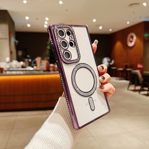 Funda de teléfono magnética con purpurina de diamante de borde galvanizado de lujo para Samsung S25 Ultra S24 S23 S22 A13 A23 A34 A54 A35 <span class=keywords><strong>A55</strong></span> - Product Image 2