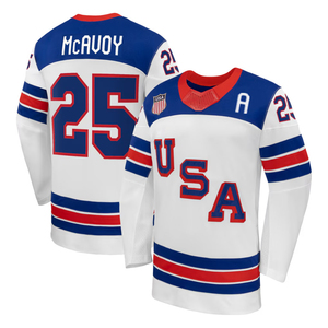 Maglia da Hockey su Ghiaccio della Squadra Nazionale USA 2026, Uniforme Ricamata Traspirante ad Asciugatura Rapida, Loghi Jack Hughes Connor Hellebuyck - Product Image 5
