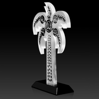 Trophée d'arbre en cristal clair Noble avec mots arabes personnalisés Logo gravé cadeau religieux Business récompenses islamiques artisanat à la main