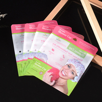 Pochette en plastique transparente à trois soudures latérales avec trou de suspension Euro et fermeture éclair refermable pour l'emballage de bonnets de douche réutilisables