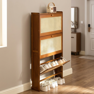 Étagère à chaussures en bois moderne avec 3 niveaux, design gain de place pour l'entrée, meuble de style scandinave - Product Image 1