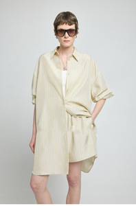 Custom Stripes Spring Loose Summer Lace Long Turn-down Collar <b>Drop</b> Shoulder Long Sleeves Tied Open-<b>backed</b> Poplin Shirt Women's - Product Image 3