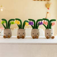 Jouets de plantes en pot en peluche fantaisistes - Succulentes, tulipes, campanules avec des visages souriants, cadeau parfait pour les jardiniers