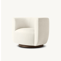 Fauteuil moderne de luxe en bouclette marron, siège confortable effet nuage, chaise longue minimaliste carrée rembourrée avec pieds en bloc pour salon