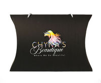 Boîte en papier artistique en forme d'oreiller, pelliculage mat, impression de logo personnalisé, emballage élégant pour extensions de cheveux tissées, avec ruban