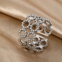 Bague ouverte ajustable pour femme en acier inoxydable, style européen et américain tendance, avec portrait de la Reine et placage or