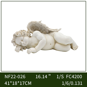 Statua di Cherubino Dormiente in Resina con Finitura Anticata, Grande Figurina d'Angelo per Giardino o Regalo Commemorativo - Product Image 2