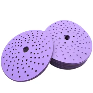 Disques de ponçage ronds en oxyde d'aluminium, pour polissage et meulage de voiture, à trous multiples, violet, 50 pièces #80-#1500