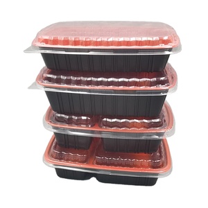 750ml 2 compartiments rouge et noir PP matériau flexible congélateur micro-ondes sécurité alimentaire récipient avec couvercle transparent - Product Image 2