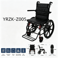 Silla de Ruedas Comercial YRZK-Z005 Más Vendida, Reclinable, con Inclinación, para Transferencia Bariátrica, con Brazos Abatibles, de Aleación de Aluminio, Capacidad de 180 kg