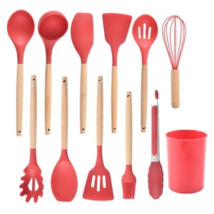 12pcs in 1 Set Wooden Handle Kitchenware Non Stick <b>Accessories</b> Silicone Cooking <b>Kitchen</b> Utensil Set Tools With Holder - Product Image 2