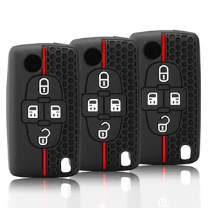 Housse de protection pour <span class=keywords><strong>clé</strong></span> à 4 boutons pour <span class=keywords><strong>Peugeot</strong></span> <span class=keywords><strong>1007</strong></span> 807 pour Citroën C8 Accessoires de protection pour <span class=keywords><strong>clé</strong></span> en silicone - Product Image 2