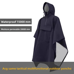 Outdoor Modern Simple Waterproof <b>Raincoat</b> Climbing Ultra-light Cam Hiking Tee-in-One Can Be Used As Tent Mat GTX Material - Product Image 5