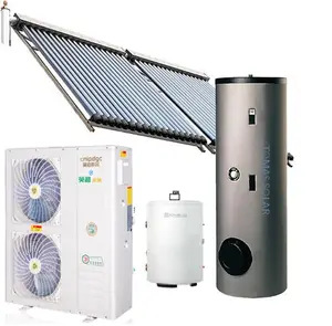 Hybrid heat pump+ solar collector for room heating and domestic hot water