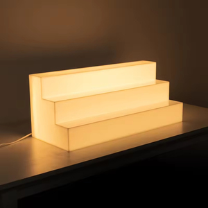 Thời trang hàng đầu tùy chỉnh Acrylic hiển thị hộp hình thang chiếu sáng hộp Đèn mỹ phẩm đồ chơi hiển thị đứng hộp đèn trống - Product Image 5