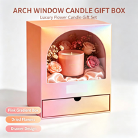 Boîte cadeau en papier avec fenêtre arquée personnalisée pour l'emballage de fleurs et de bougies