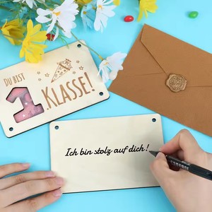 Eleganti biglietti d'invito in legno lettere d'amore che desiderano matrimoni regali regali ornamenti festa laurea stagione <span class=keywords><strong>auguri</strong></span> Baby Shower - Product Image 6