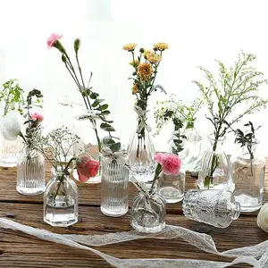 Стеклянные вазы Aeofa для бутонов, цветочный прозрачный центральный элемент, декоративные деревенские мини-вазы