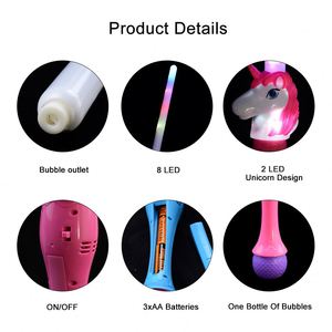 Espada de Burbujas con Luces LED de Unicornio, Unisex, 8 LED, con Música, Juguete para Exteriores, para Picnic Familiar, Paseo Infantil, Decoración y Suministros para Bodas - Product Image 5