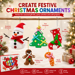 Kit d'artisanat en argile à séchage à l'air pour Noël, vente en gros, 5 ornements DIY, bonhomme de neige, sapin, chaussette, ensemble cadeau de Noël OEM pour enfants - Product Image 4