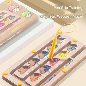Labyrinthe de perles en <span class=keywords><strong>bois</strong></span> unisexe pour enfants, éveil numérique, classification des couleurs, développement cognitif - Product Image 3