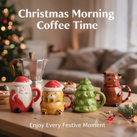 Mug en céramique de Noël mignon et amusant, tasse à café peinte à la main avec Père Noël, sapin de Noël et ours, cadeau de Noël, tasse à eau