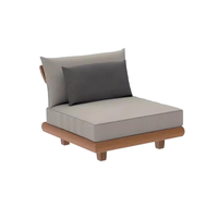 Ensemble de canapés d'extérieur de qualité commerciale en teck moderne de luxe, résistant aux intempéries, pour hôtel, jardin, terrasse