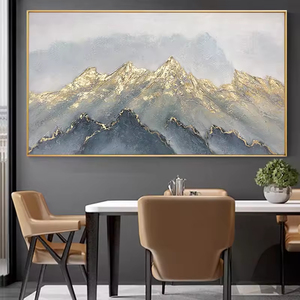 100% paisaje pintado a mano de alta calidad montaña dorada pintura Original pintura al óleo abstracta decoración del hogar pintura - Product Image 2