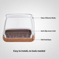 Protège-pieds carrés en silicone transparent pour chaises de salle de réunion, antidérapants et silencieux