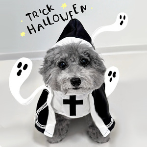 Disfraz <span class=keywords><strong>de</strong></span> <span class=keywords><strong>Monja</strong></span> para Mascotas <span class=keywords><strong>de</strong></span> Halloween, Color Negro y Blanco, Disfraz <span class=keywords><strong>de</strong></span> Cosplay para Perros y Gatos Pequeños y Medianos, Accesorios Divertidos para Fotos - Product Image 2