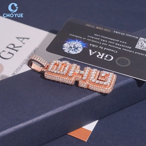 จี้ฮิปฮอปประดับเพชรแบบ Iced Out ตัวอักษรชุบทองคำสีกุหลาบ ประดับเพชร VVS มอยส์ซาไนต์ เงินแท้ 925 รับรองโดย GRA จี้หรูสำหรับผู้หญิง - Product Image 4